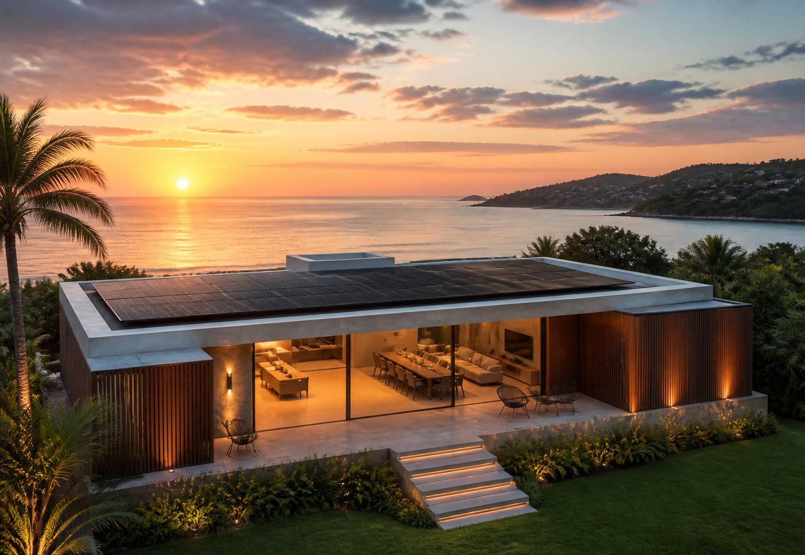 Casa Atlântica em Búzios com painéis solares integrados